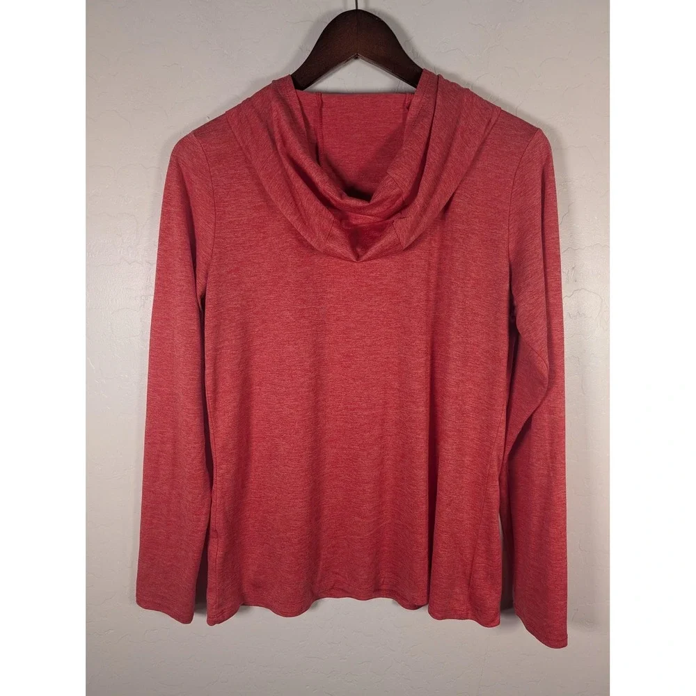 Nike Hoodie Womens Medium Red Dri-FIT Long Sleeve‎ V-Neck Pullover Running